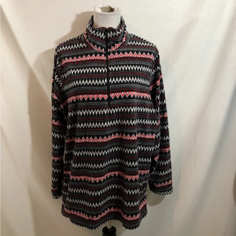 Exertek Black Long Sleeve 1/4 Zip Fleece With Red & White Design - Women’s 1X